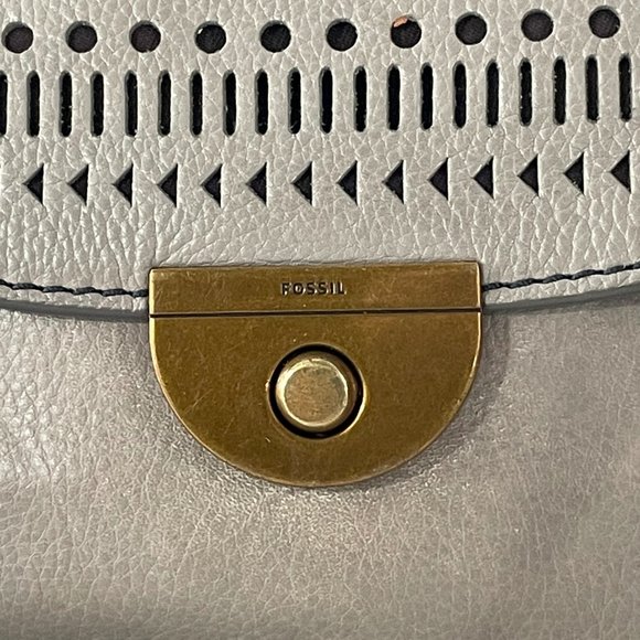 Fossil Gray Cow Hide Leather Cutout Crossbody Bag - Picture 3 of 12